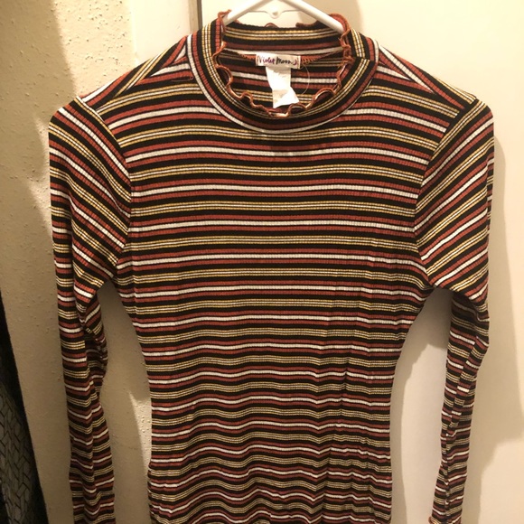 Violet Moon Mock Neck Striped Top - Picture 3 of 7